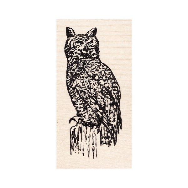 Perched Owl 1598H Bird Rubber Stamp, Animal, Stamp Scenic, Landscape Stamping