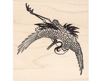 Left Crane 823L Beeswax Rubber Stamps Unmounted, Cling, Mounted Stamp Scenic, Landscape Stamping