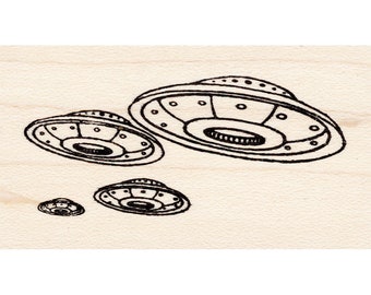 UFO Fleet 1721F Beeswax Rubber Stamps Unmounted, Cling, Mounted Stamp Scenic, Landscape Stamping