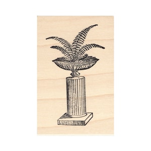 Potted Fern 1369H Beeswax Rubber Stamps Unmounted, Cling, Mounted Stamp Scenic, Landscape Stamping