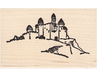 Small Castle on Hill 428E Beeswax Rubber Stamps Architecture Unmounted, Cling, Mounted Stamp Building Stamping