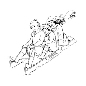 Sledding 1685H Beeswax Rubber Stamps Unmounted, Cling, Mounted Stamp People, Child Children Stamping