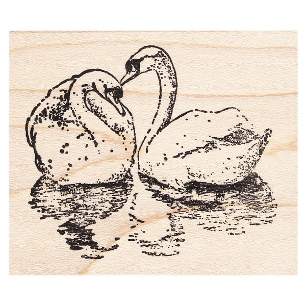 Swan Couple 1109H Bird Rubber Stamp Animal, Scenic, Landscape Stamping