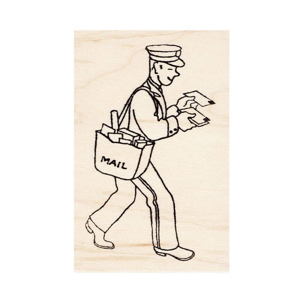 Cheerful Mailman 1584I Beeswax Rubber Stamps Unmounted, Cling, Mounted Stamp People, Men & Women Stamping