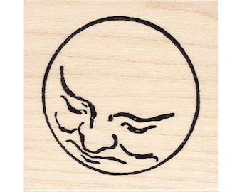 Watching Moon 401D Beeswax Rubber Stamps Unmounted, Cling, Mounted Stamp Scenic, Landscape Stamping