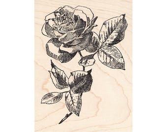 Single Rose 1332N Beeswax Rubber Stamps Flower Unmounted, Cling, Mounted Stamp Scenic, Landscape Stamping