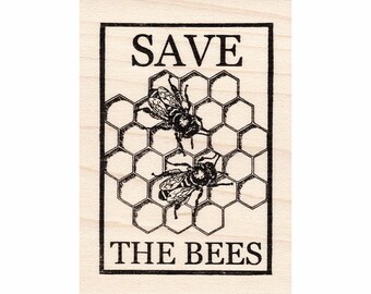 Save The Bees 1753G Bee Rubber Stamps Unmounted, Cling, Mounted Stamp Animal, Wildlife, Nature Stamping