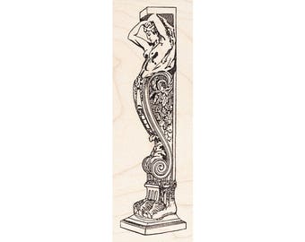 Mermaid Column Right 1427L Beeswax Rubber Stamps Architecture Unmounted, Cling, Mounted Stamp