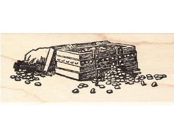 Open Treasure Chest 264I Beeswax Rubber Stamps Unmounted, Cling, Mounted Stamp Collage Stamping