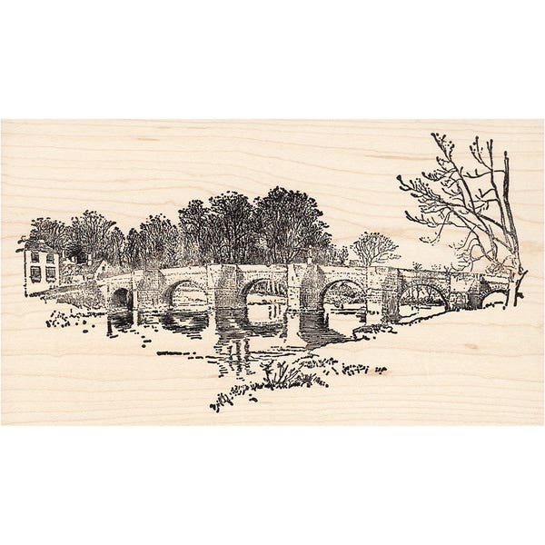 Bridge Scene 1188R Beeswax Rubber Stamps Architecture Unmounted, Cling, Mounted Stamp Building Stamping