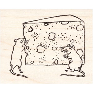 Mice & Cheese 1671G Beeswax Rubber Stamps Unmounted, Cling, Mounted Stamp Scenic, Landscape, Nature Stamping