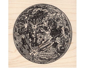 Large Moon 993M Beeswax Rubber Stamps Unmounted, Cling, Mounted Stamp Scenic, Landscape Stamping