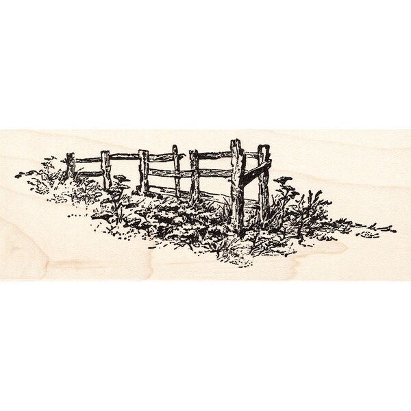 Old Fence 1216K Beeswax Rubber Stamps Unmounted, Cling, Mounted Stamp Scenic, Landscape Stamping