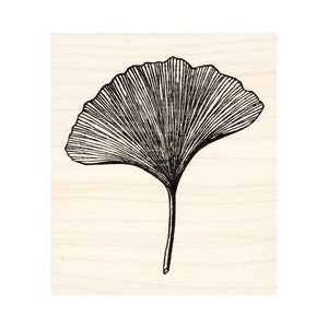 Large Ginkgo Leaf 1727J Beeswax Rubber Stamps Unmounted, Cling, Mounted Stamp Scenic, Landscape Stamping