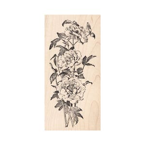 Peonies 1330M Beeswax Rubber Stamps Flower Unmounted, Cling, Mounted Stamp Scenic, Landscape Stamping