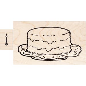 Birthday Cake with Candle 1592J Beeswax Rubber Stamps Unmounted, Cling, Mounted Stamp Collage Stamping