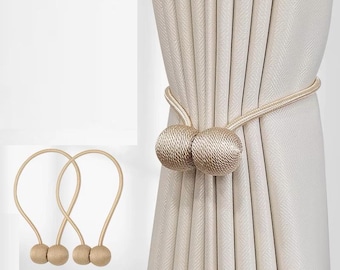 Magnetic Curtain Tiebacks Gold color Set of 2