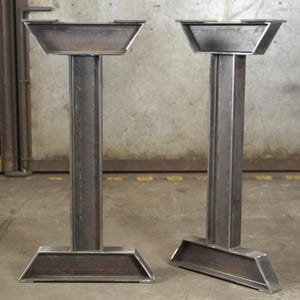 Pés de mesa de console em aço com perfil em I, pés de mesa industriais, pés de mesa para hall de entrada, pés de aço estrutural, conjunto de 2