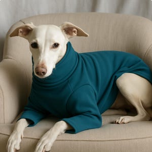 Whippet Dog Pyjamas – Sweatshirt Fabric Fleece-Backed PJs for Italian Greyhound, Greyhound & Sighthound Winter Wear