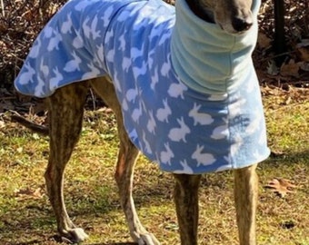 Greyhound Soft Fleece Kennel House Coat. Whippet Soft Fleece Kennel House Coat made in the uk