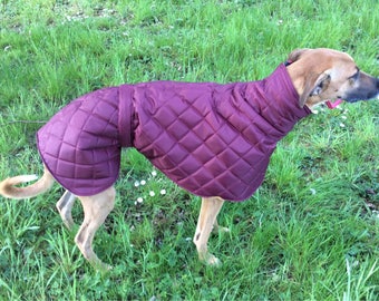 Greyhound and Whippet waterproof fleece lined quilted coats made in the uk
