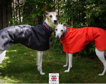 Lightweight waterproof Greyhound coat,  lightweight whippets Raincoat cotton lined raincoat made in the uk