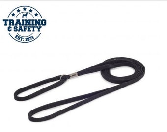 Dog rope slip lead with ring and keeper in black, dog show slip lead, pet leash black show leash