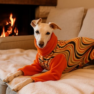 Whippet Fleece Sleepwear – Handmade Dog Pajamas for Sighthounds Cozy Fleece Whippet Pajamas greyhounds pjs