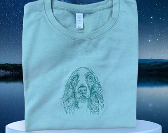 Sweat-shirt brodé - Cadeaux pour les amoureux des chiens. Cocker minimaliste mais élégant