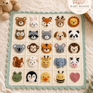 Animal Appliqué Crochet Baby Blanket Pattern PDF, Safari Woodland Nursery (Digital Download) image 6