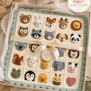 Animal Appliqué Crochet Baby Blanket Pattern PDF, Safari Woodland Nursery (Digital Download) image 8