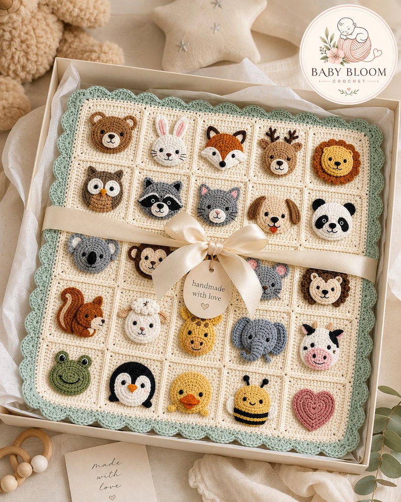 Animal Appliqué Crochet Baby Blanket Pattern PDF, Safari Woodland Nursery (Digital Download) image 8