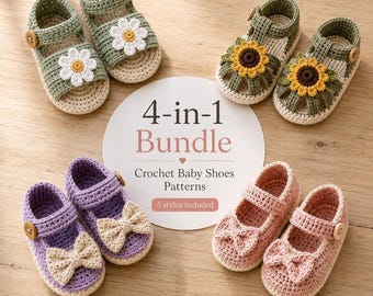4-in-1 Crochet Baby Shoes Pattern Bundle (PDF Download)