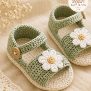Modèle PDF de sandales bébé marguerite au crochet, bottines Mary Jane d'été (téléchargement numérique) image 3