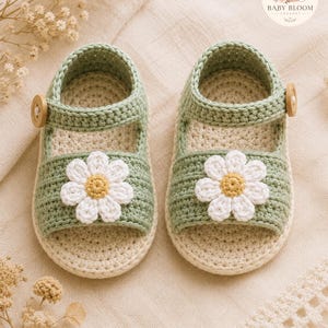 Modèle PDF de sandales bébé marguerite au crochet, bottines Mary Jane d'été (téléchargement numérique) image 7