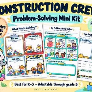 Construction Crew Problem Solving Worksheets for Kids