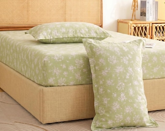 Jaipuri Printed Cotton Bedsheet Set, 240 TC Floral Botanical Bedding