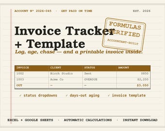 Hoja de cálculo para seguimiento de facturas (Excel, Google Sheets) / Generador de plantillas de facturas para pequeñas empresas / Seguimiento de pagos de facturas para autónomos