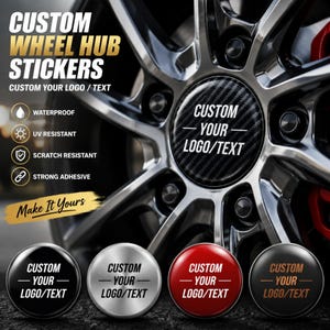 Personalized Wheel Center Cap Stickers Set of 4, Custom 3D Resin Car Hub Decals, Logo Rim Badges, Premium Auto Accessories