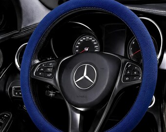 Premium Navy Blue Silicone Steering Wheel Cover – Breathable Non-Slip Car Wheel Cover, Universal Fit, Sweat-Wicking Summer Car Accessory