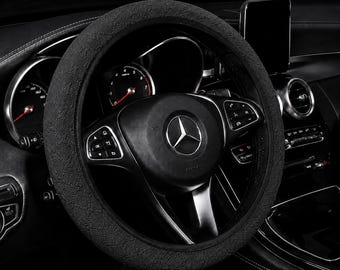 Luxury Black Star Embossed Steering Wheel Cover – 3D Durable Plastic Car Wheel Cover, No Inner Ring, Universal Fit 14.5–15 inch