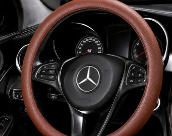 Premium Brown Silicone Steering Wheel Cover – Breathable Non-Slip Car Wheel Cover, Universal Fit, Sweat-Wicking Summer Car Accessory
