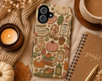 Cover per telefono autunnale pastello, cover per telefono autunnale carina, tempo da maglione, spezie di zucca