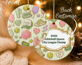 Decorazione personalizzata per il pickleball, decorazione natalizia personalizzata "Regina del pickleball", regalo "Dink Responbly", decorazione per gli amanti del pickleball