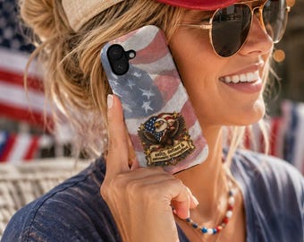 Handyhülle mit patriotischem Weißkopfseeadler-Motiv und amerikanischer Flagge | USA-Flagge | MAGA-Geschenk