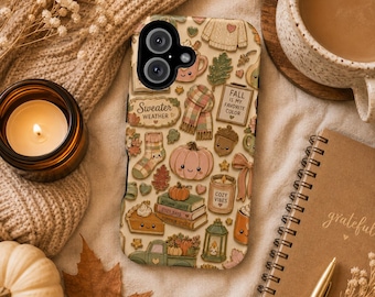 Custodia per telefono autunnale accogliente, custodia per telefono autunnale carina, atmosfera autunnale kawaii