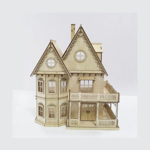 Gingerbread Victorian Dollhouse Kit, 1:24 Scale Doll House Kit, Journey's Little Dream House.  Heart motif, wood.
