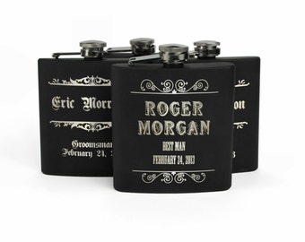 Personalized Groomsmen Gifts, Best Man Gift, Stainless Steel Flask, Wedding Party gifts, Gifts for Groomsmen, Set of 4 Engraved Flasks