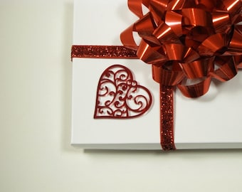 Wedding Day Heart Decorations Translucent Red "Stained Glass" Acrylic Hearts with Gift Box