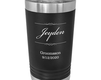 Personalized Groomsmen Gift, Insulated 16oz Pint Style Tumbler with Slider Lid, Personalized Best Man Gift, 1 Black Tumbler, Mug